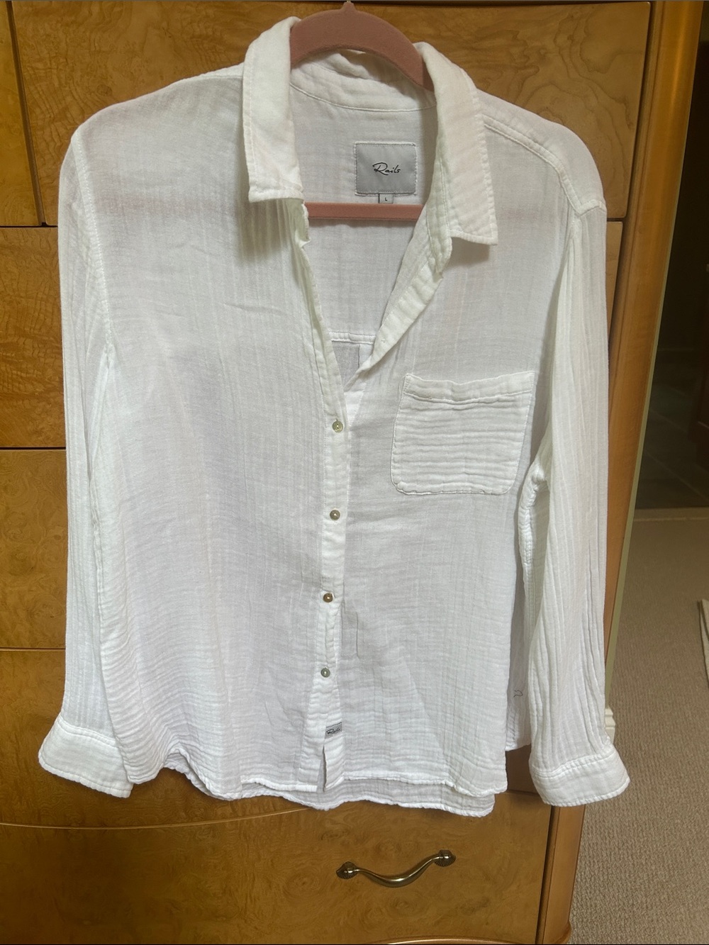 Rails White Gauze Button-Down Shirt